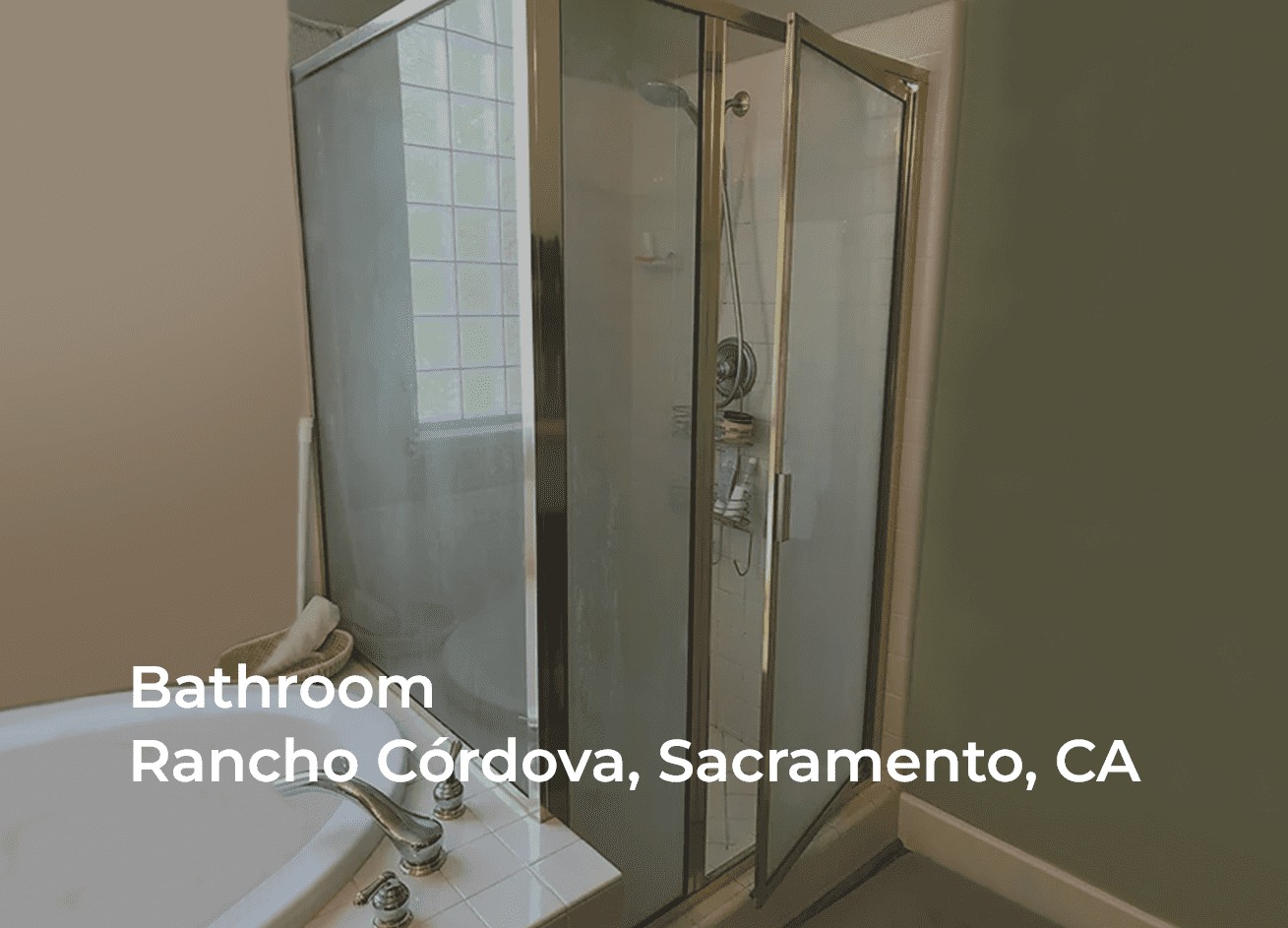 Before picture of a shower tile installation project in Rancho Cordova's bathroom.