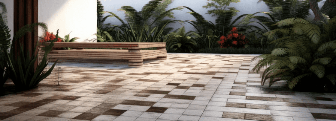 Beautiful outdoor patio with tile flooring
