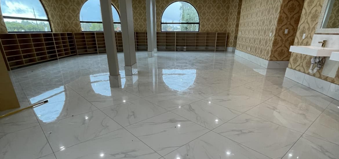 High-quality tile flooring installation in a temple room